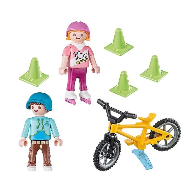 Enfants à vélo et sur les rollers Playmobil